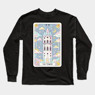 The Tower Tarot Card Cute Kawaii Pastel Goth Long Sleeve T-Shirt